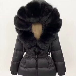Black Oversized Hood Puffer Jacket